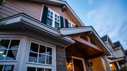 Residential House Exterior at Dusk