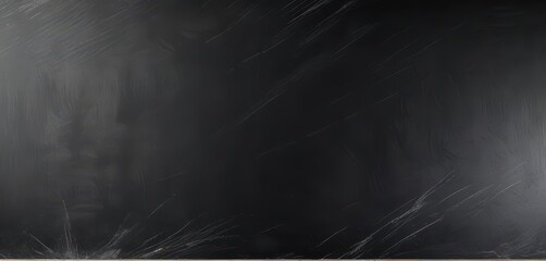 Deep black, textured chalkboard; visible scratches, chalk dust , aged, dark
