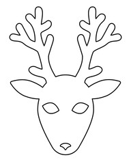Deer head - vector linear image for printing or cutting. Outline. Deer animal silhouette for icon, sign or stencil.