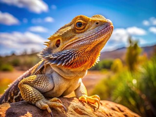 Fototapeta premium Wild Pogona vitticeps: Central Australian bearded dragon documentary photography showcasing their natural habitat.