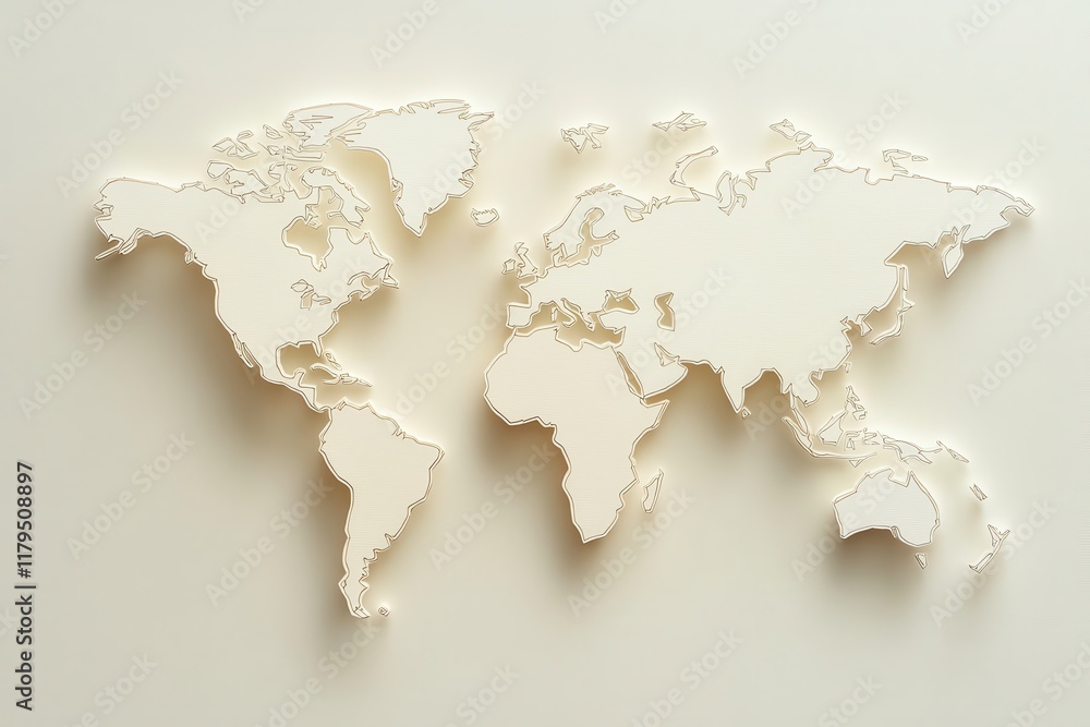 Aufkleber a white paper map of the world with a lot of dots on it. the map is not drawn to scale and is not ve