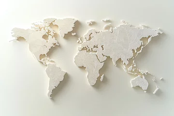 The image is a white and black drawing of the world, with a lot of intricate details. The drawing is of a map of the world, and it is a very detailed and realistic representation of the earth