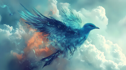 Obraz premium Whispers of the zephyr: a mythical portrait of the wind-borne bird (generative ai). zephyrine. illustration. Windborne. Illustration