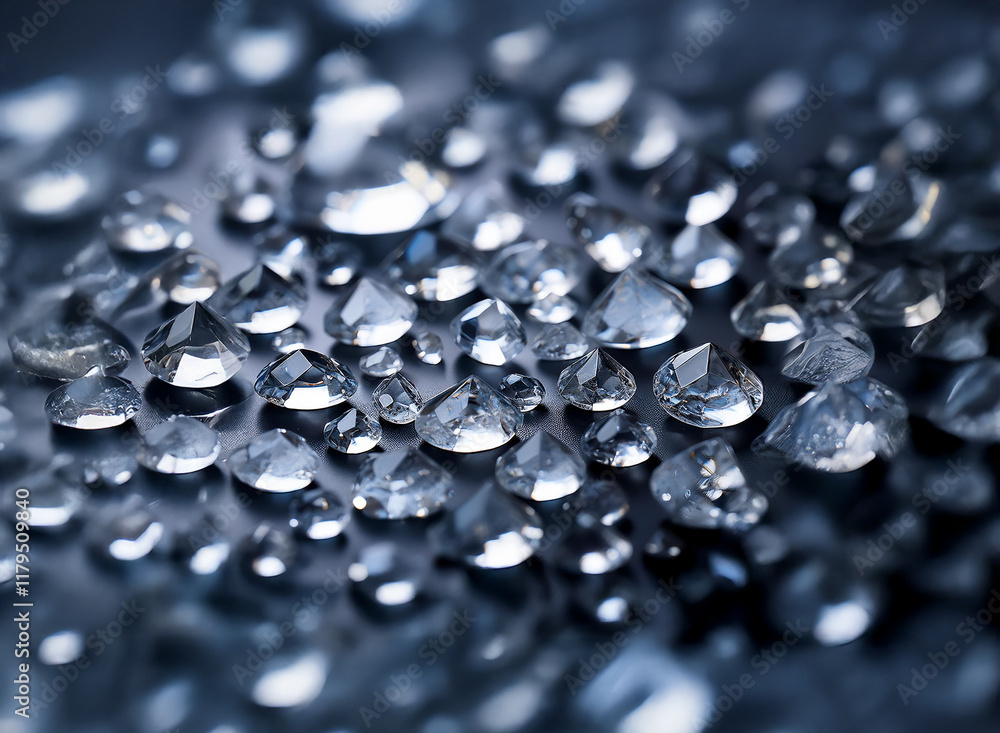 Aufkleber a captivating close-up reveals numerous sparkling diamonds scattered on a dark surface. their multif