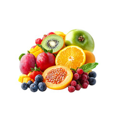Mix fruits isolated on a transparent background, in PNG format, Mix fruits PNG	