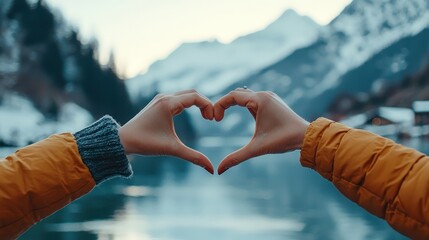 Winter Heart Shaped Hands in the Alps