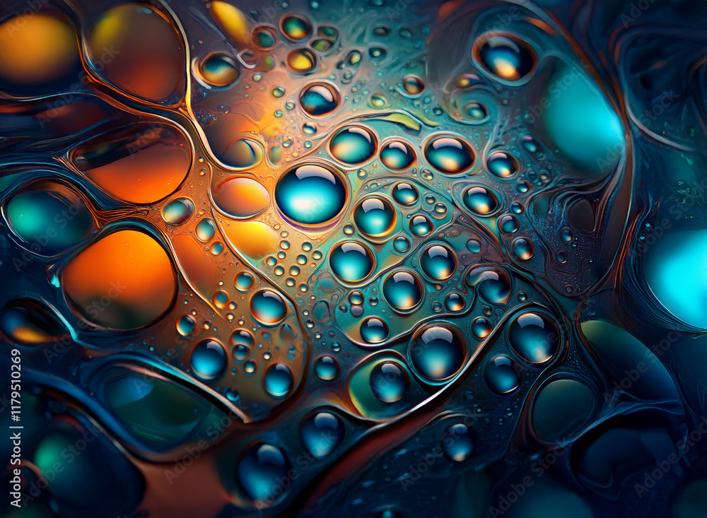 Leinwandbilder abstract image of vibrant, colorful oil and water mixture. intricate patterns of swirling liquids fo