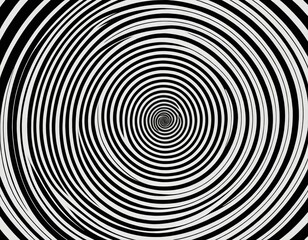 Hypnotic Black and White Spiral: Abstract Vortex of Concentric Circles, Optical Illusion Background