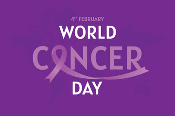 World Cancer Day February 4th vector with cancer ribbon