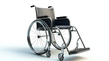 A comfortable wheelchair with adjustable footrests, isolated on white,