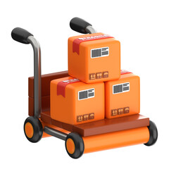 Packages Trolley 3D Icon, designed to symbolize the transportation and handling of goods