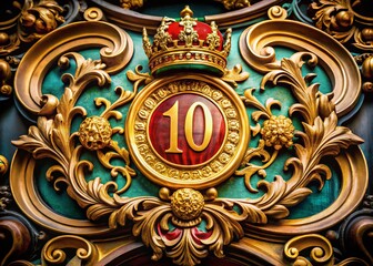 Elegant Crest Design: Aristocratic Emblem Number Ten, Luxurious Heraldic Symbol