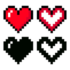 Heart pixel icon isolated on white background © natrot
