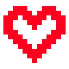 Heart pixel icon isolated on white background
