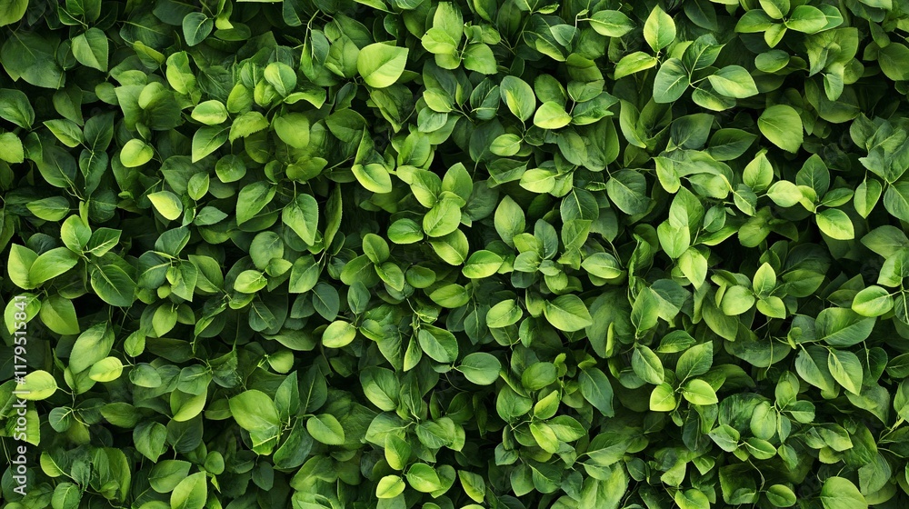 Poster green leaves creating dense foliage background texture