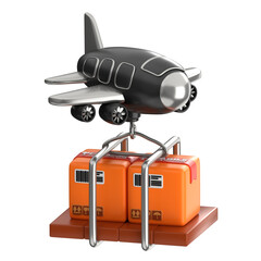 Plane Cargo 3D Icon, designed to symbolize air freight and rapid shipping services