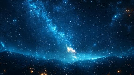 Blue Galaxy with Stars on a Night Sky. Generative AI