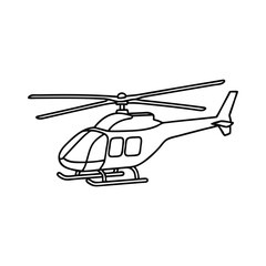 Helicopter Air transport Line art flat vector illustration on white background