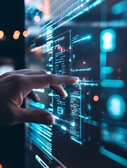 Fototapeta premium A person logging into a blockchain-secured health data system.