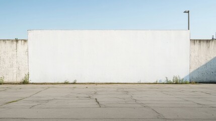 Obraz premium Large blank white wall on empty lot.