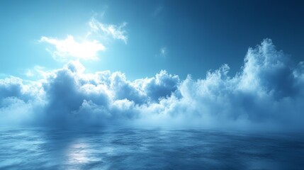 Obraz premium Bright Sky Over Serene Clouds and Ocean. Generative AI