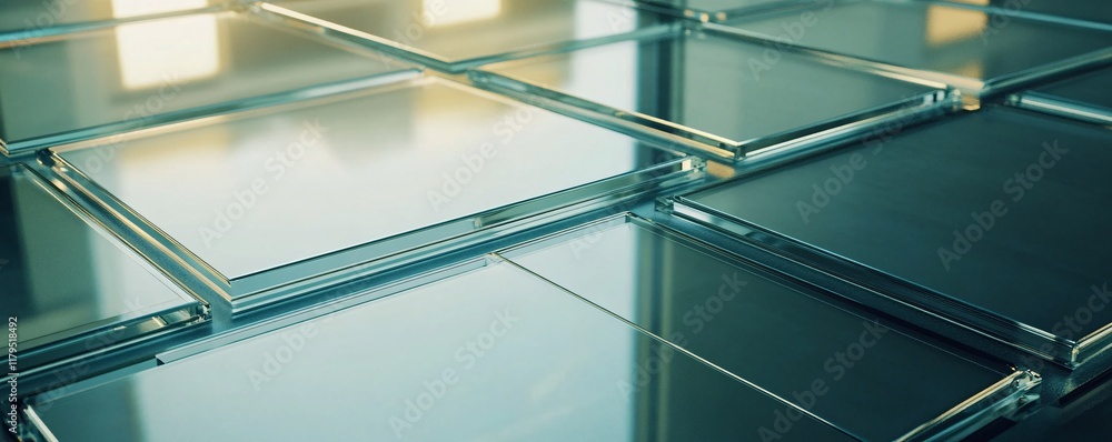 Poster glass squares forming abstract reflective surface