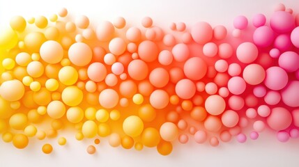 Gradient of spherical shapes, transitioning from yellow to orange to pink on a white background