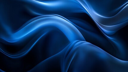 Obraz premium A mesmerizing flow of deep blue fabric, showcasing rich texture and smooth curves in a stunning visual display.