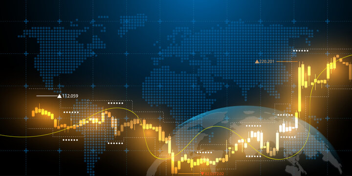 Forex gold trading background with glowing graph