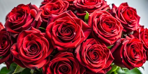 Obraz premium Elegant Red Rose Bouquet, Luxury Floral Arrangement, Romantic Flowers, Isolated on White Background