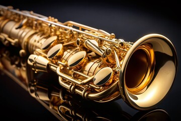 Fototapeta premium Elegant Saxophone Silhouette & Product Photography: Musical Instrument Close-up