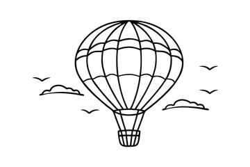 Naklejka premium Hot Air Balloon Air transport Line art flat vector illustration on white background