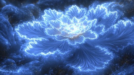 Futuristic Fractal Art: Sharp Angular Lines with Vibrant Cool Tones in Mesmerizing Precision