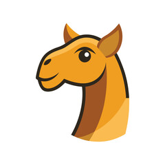 Camel color head icon vector on White Background ,Vector Art Illustration on white background.