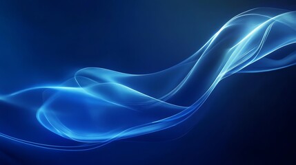 Obraz premium A captivating abstract image showcasing flowing blue waves of light against a dark background.