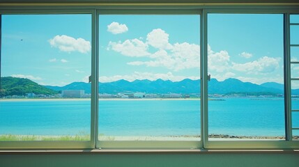 Serene Coastal View from a Window