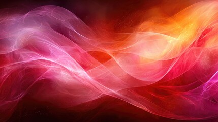 Fototapeta premium Abstract Red Pink Orange Yellow Waves Background: Flowing Energy, Dynamic Motion, Vibrant Colors, Dreamlike Texture