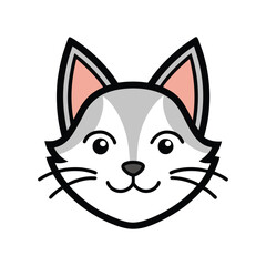 Cat color head icon vector on White Background ,Vector Art Illustration on white background.