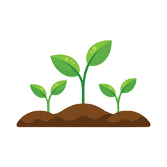  Sprouts emerging from soil isolated flat vector illustration on white background.