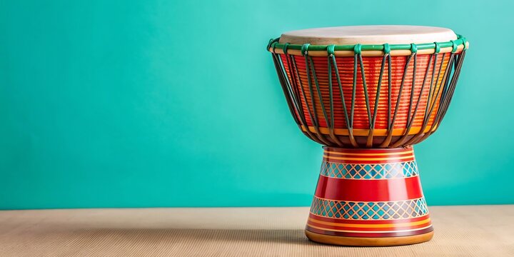 Tambor africano tradicional en foto de estudio. Instrumento de percusi&oacute;n cultural djemb&eacute;