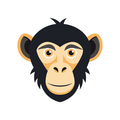 Chimpanzee color head icon vector on White Background ,Vector Art Illustration on white background.
