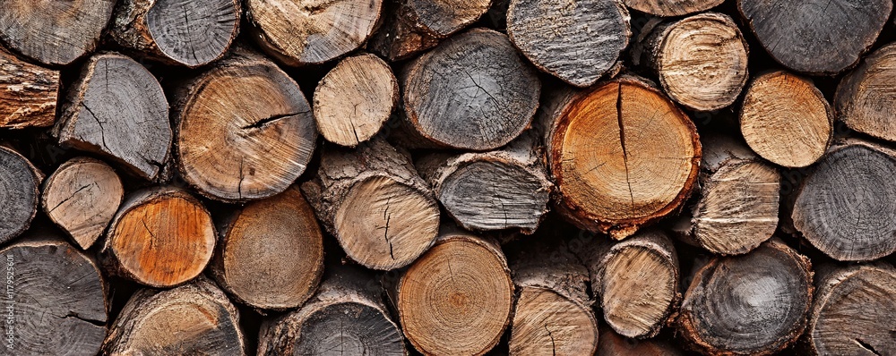 Poster stack of firewood logs forming a textured background