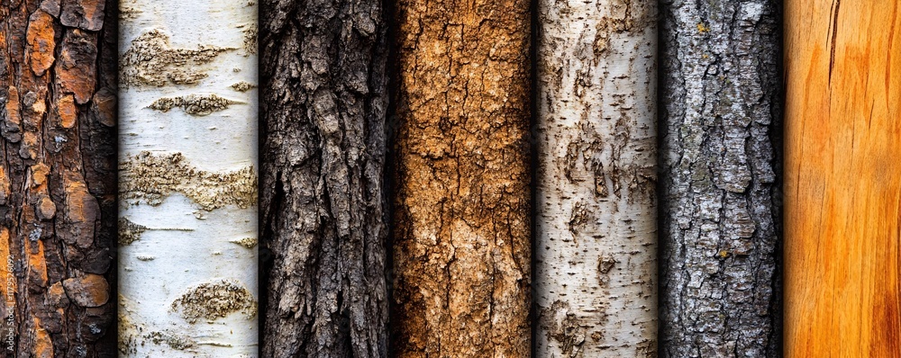 Poster different tree barks showing nature diversity