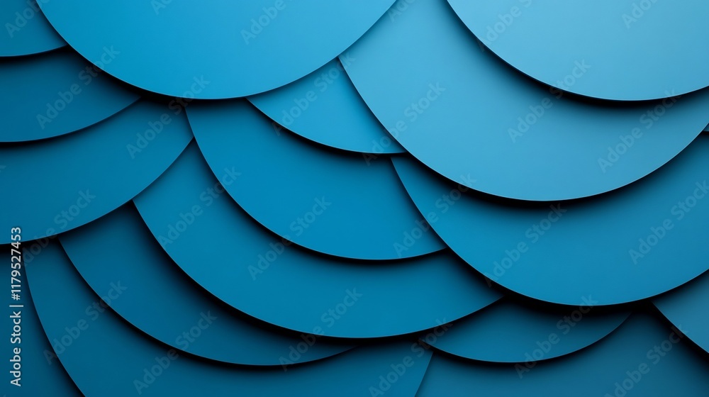 Poster abstract overlapping shapes in cool blue tones with copy space