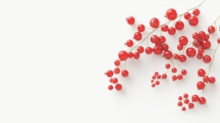 Vibrant Red Berries Arranged on White Background for Freshness, Natural Beauty, and Culinary Inspiration