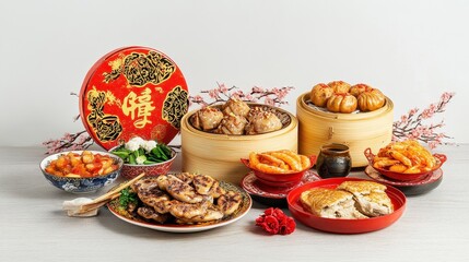Festive Chinese New Year Banquet Set with Delicious Dishes