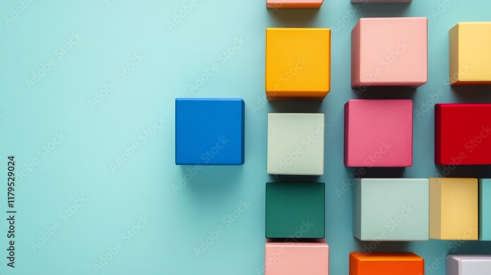 Aufkleber vibrant geometric blocks displayed in harmonious arrangement on minimal background