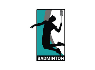 BADMINTON PLAYER SILHOUETTE HIGH VECTOR