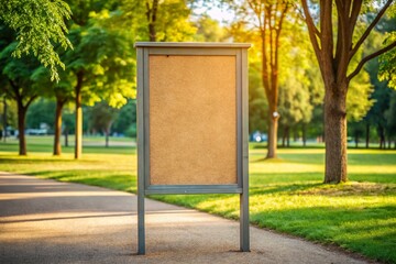 Empty Community Bulletin Board in Park - Copy Space for Announcement