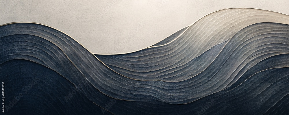 Poster abstract background with wavy lines and golden highlights